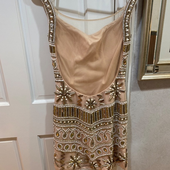 RACHEL ALLEN NUDE BEADED HOMECOMING DRESS SZ 4 SHORT DRESS - Picture 9 of 12